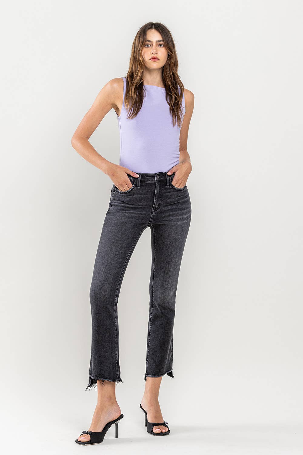 HIGH RISE CROP FLARE JEAN T5991