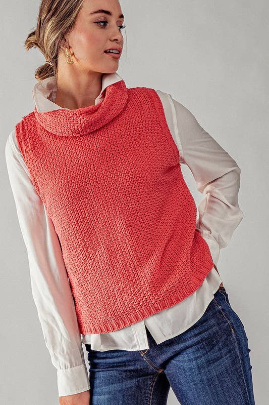 SLEEVELESS COWL NECKLINE CROCHET TOP