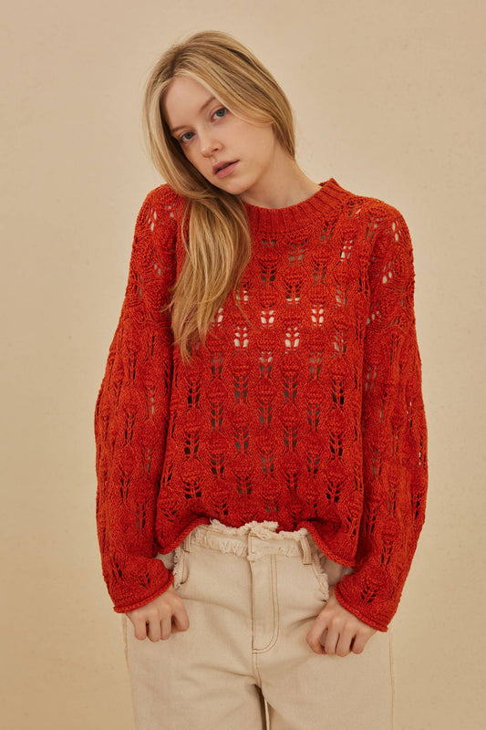 MEL0811 See Through Loose Fit Sweater