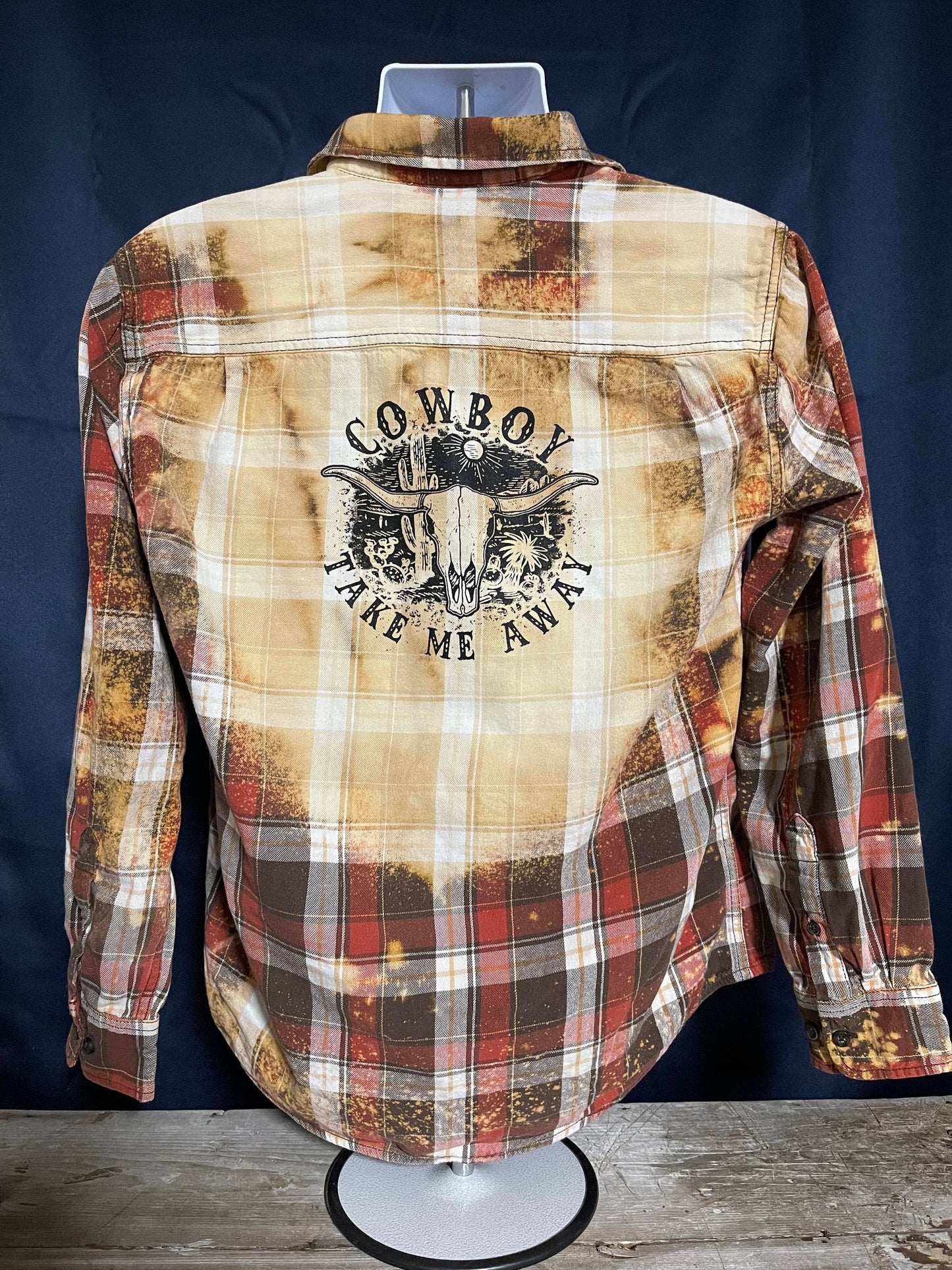 IN0127 Cowboy Take Me Away Bleached Button Down Shirt