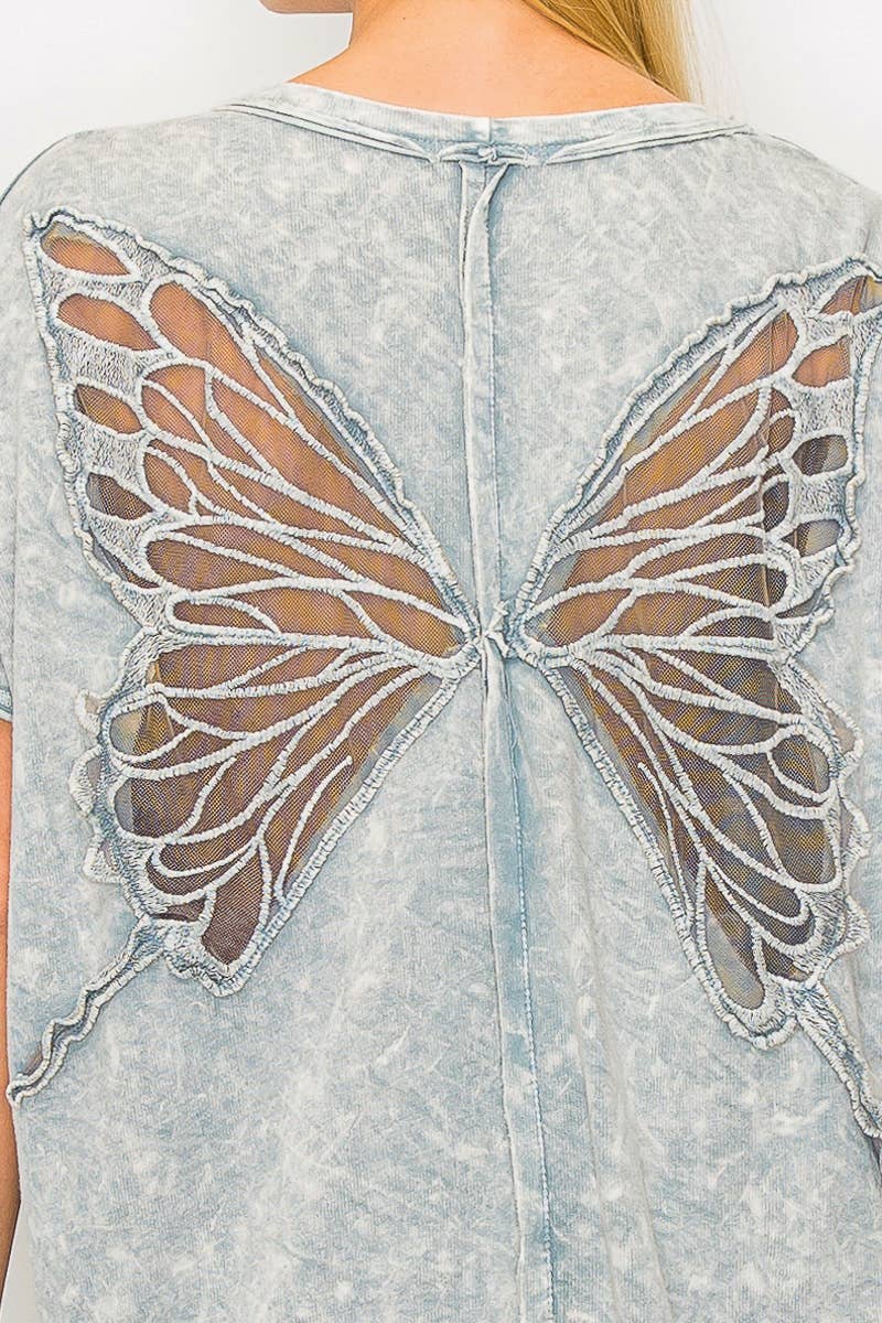 OHSOCUTE Mineral Wash Butterfly appliques top  HT5521