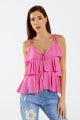 Ruffle Top WIth Thin straps in Fuchsia