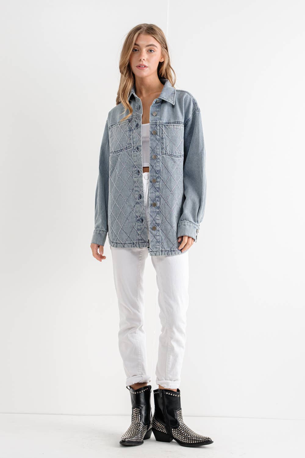 Studded Button Up Denim