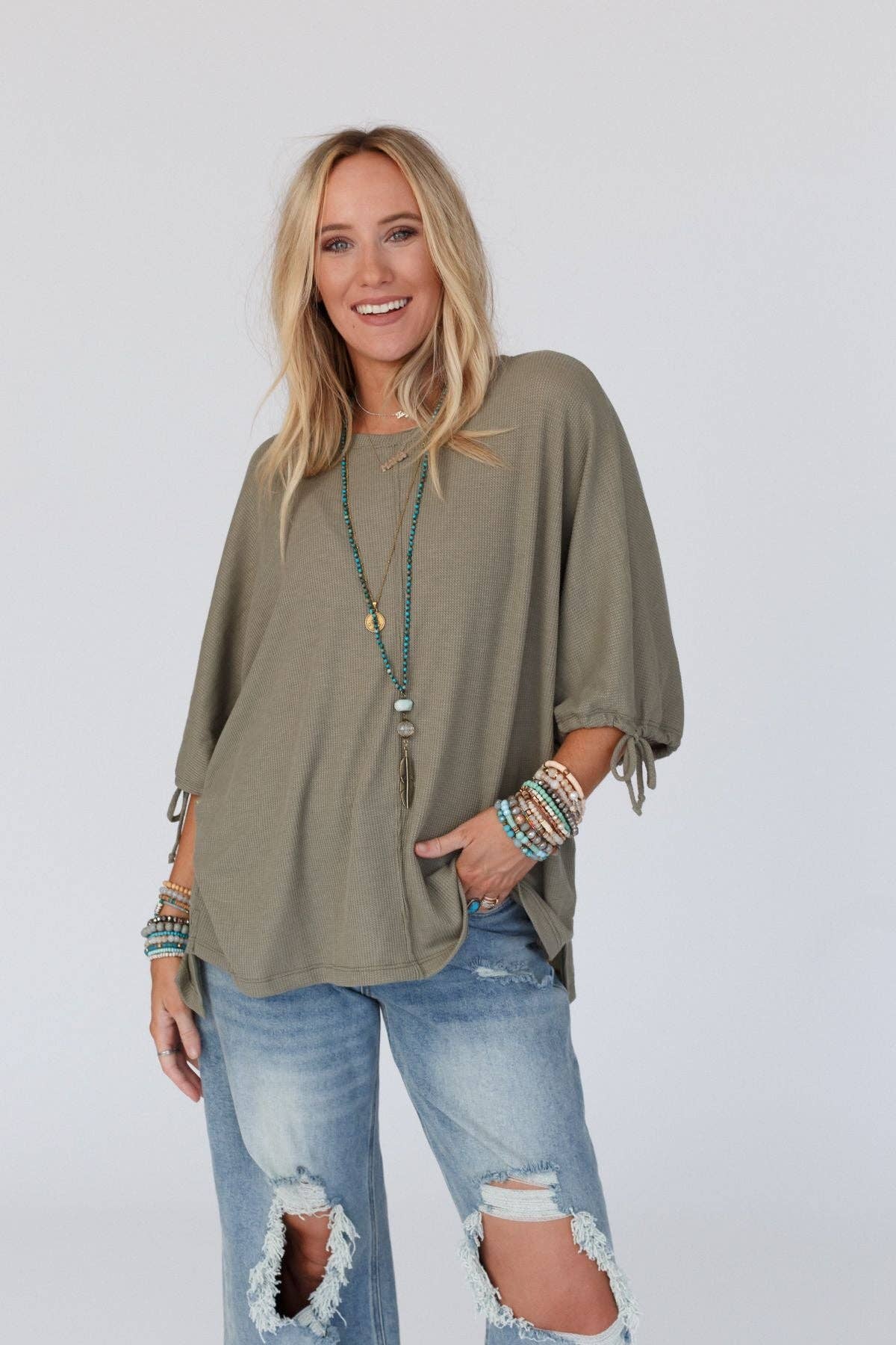 T Little Lark Puff Sleeve Tee - Olive