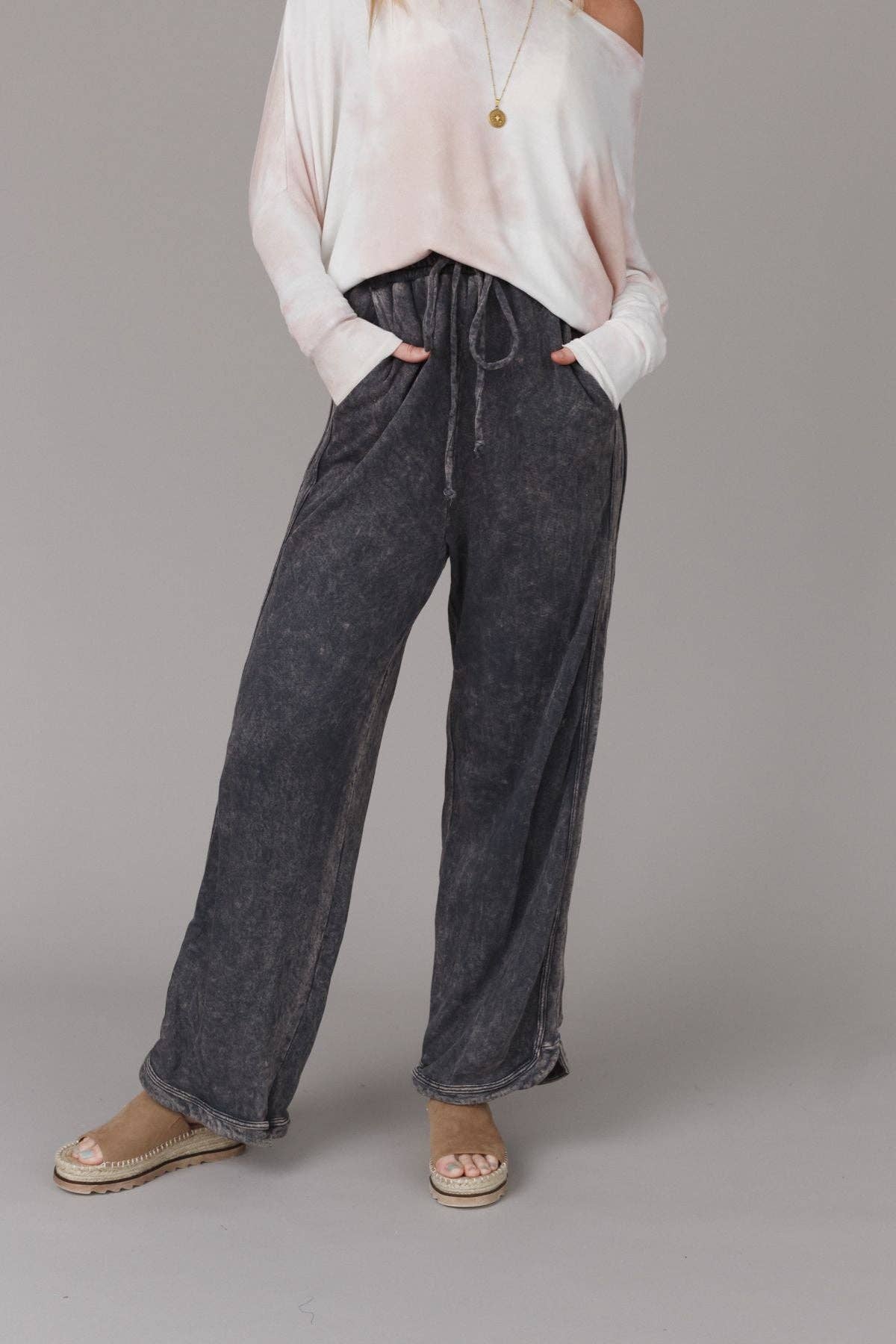 So Comfy Wide Leg Full Pant - New Charcoal