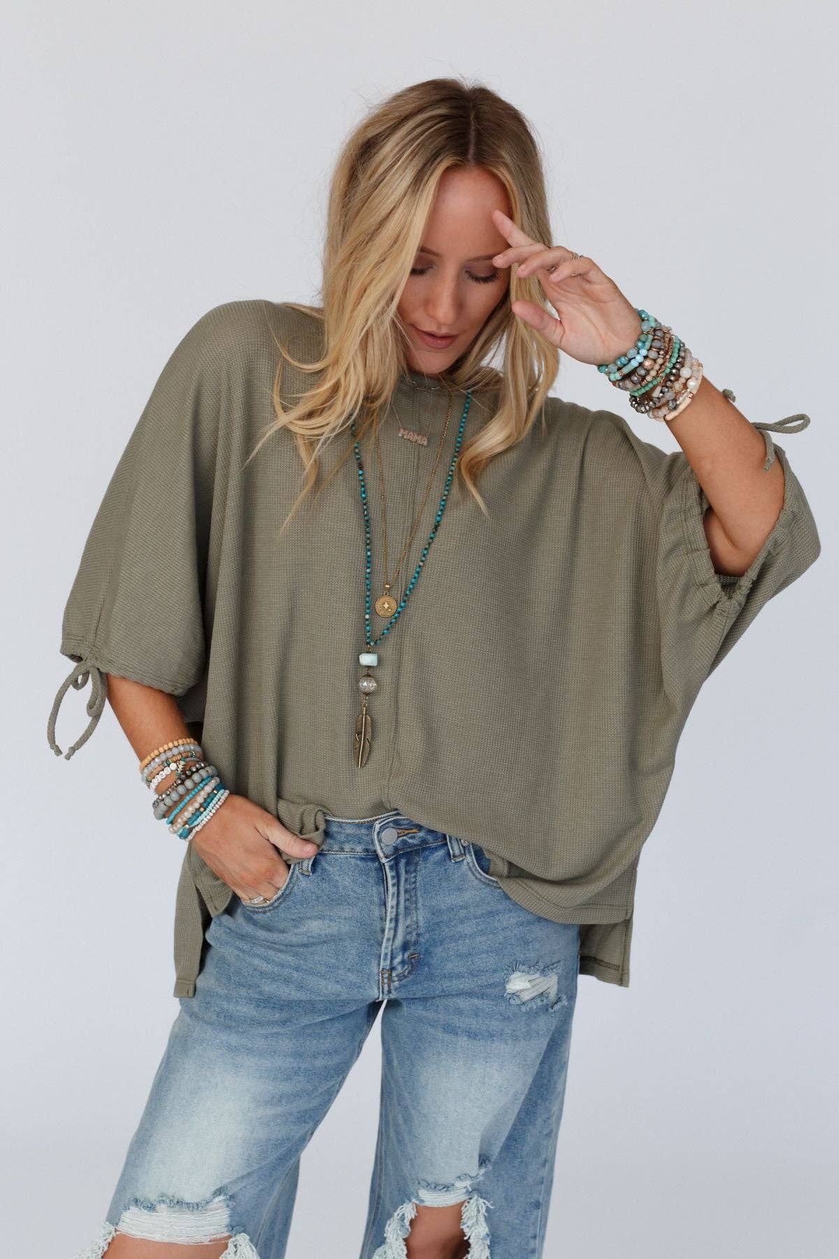 T Little Lark Puff Sleeve Tee - Olive